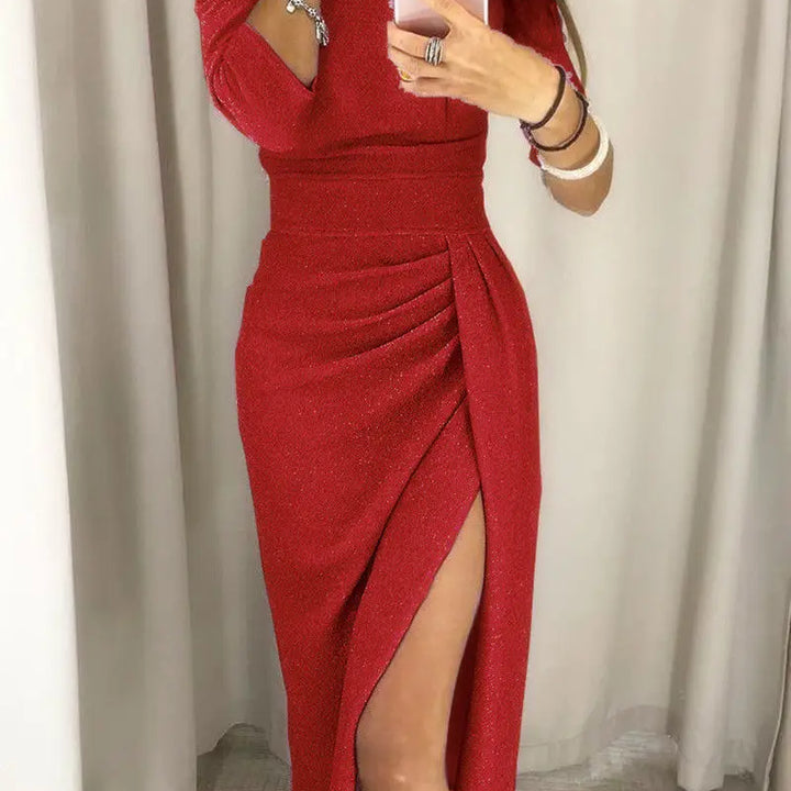 Hirigin Off-Shoulder Long Sleeve Bodycon Dress