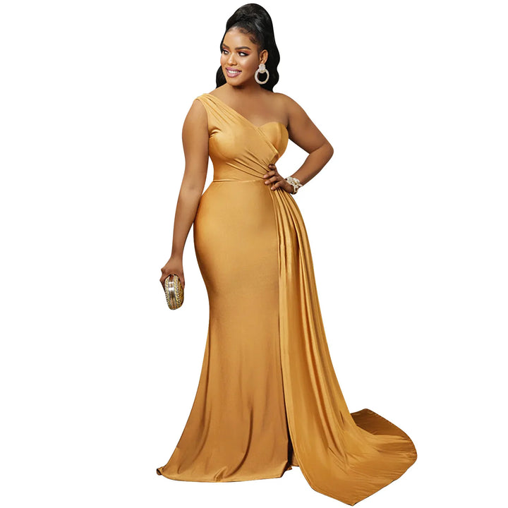 "Sexy One-Shoulder Sleeveless Maxi Evening Dress"